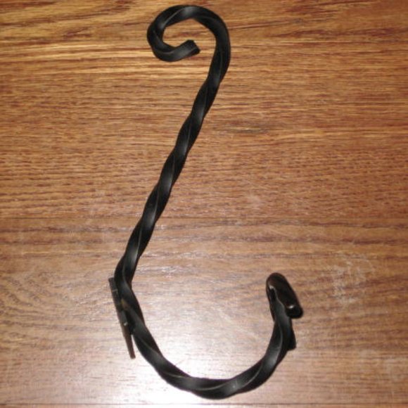 Vintage Antique French Portmanteau Black Turned Cast Iron Coat Pan Hook - Picture 6 of 6